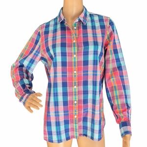 Tommy Hilfiger Plaid Button Down Shirt Women’s Large Classic Fit Cotton